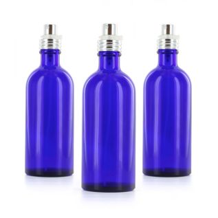 Lot de 3 flacons verre bleu 100ml